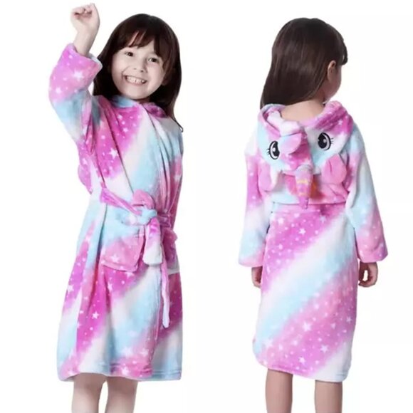 Doctor Unicorn Soft Unicorn Hooded Bathrobe Sleepwear - Girls 5-7 yrs - Preloved - Picture 2 of 6